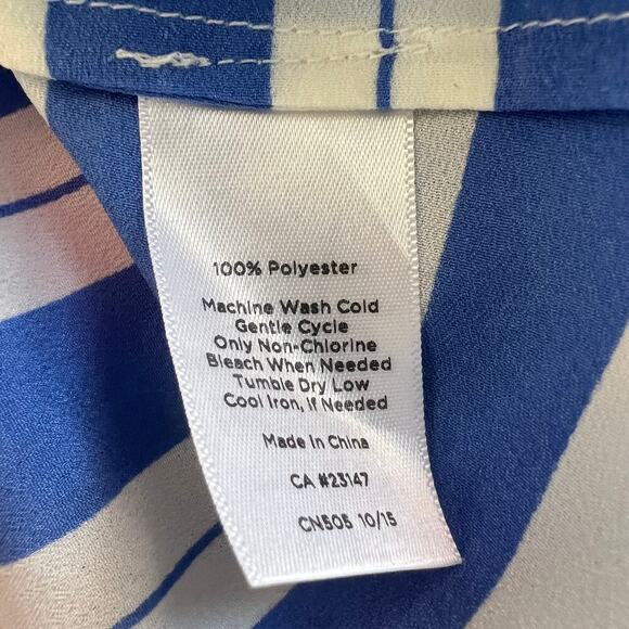 Talbots Women's Striped Tunic Top Long Sleeve Split Neck Blue White Size Small - Picture 4 of 5